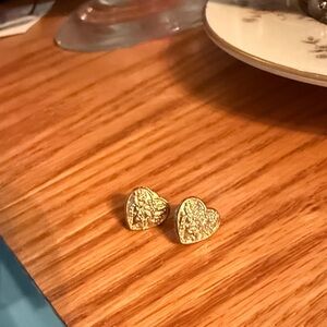 Gold Heart Stud Earrings